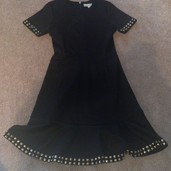 michael kors black dress with silver studs Michael Kors Studded Stretch Viscose Mini Dress